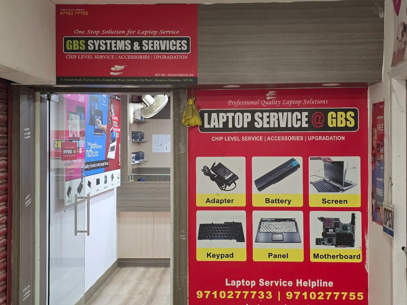 Laptop Service Center in Bangalore - GBS Systems repair shop front